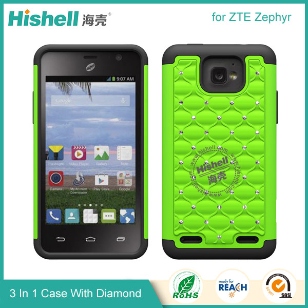 3 in 1 Diamond Combo Flip Cover for ZTE Zephyr