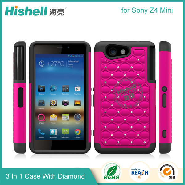 3 in 1 Diamond Combo Flip Cover for Sony Z4 Mini