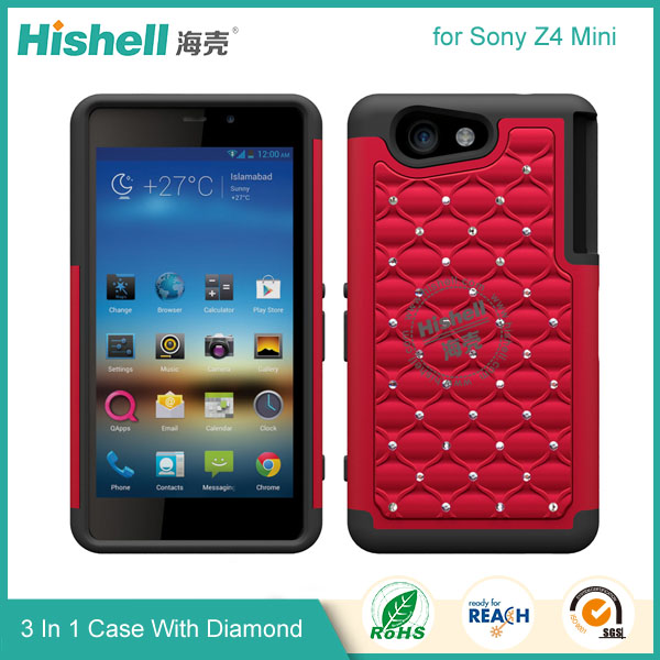 3 in 1 Diamond Combo Flip Cover for Sony Z4 Mini