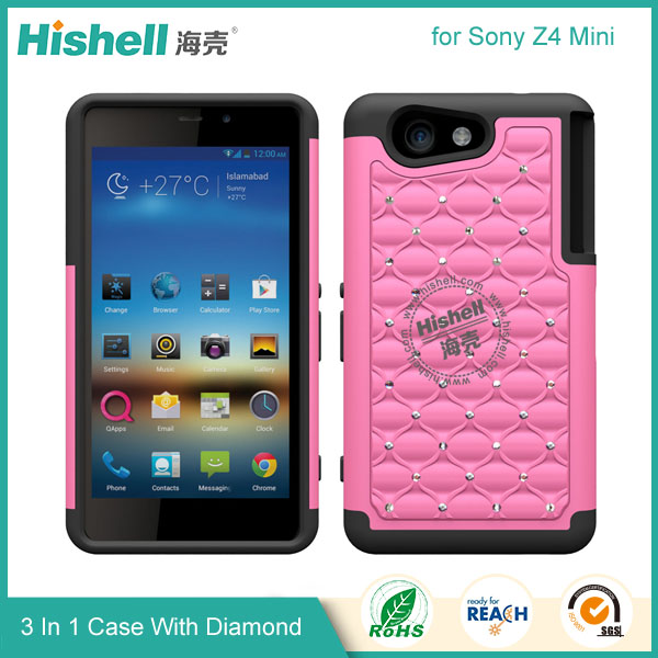 3 in 1 Diamond Combo Flip Cover for Sony Z4 Mini