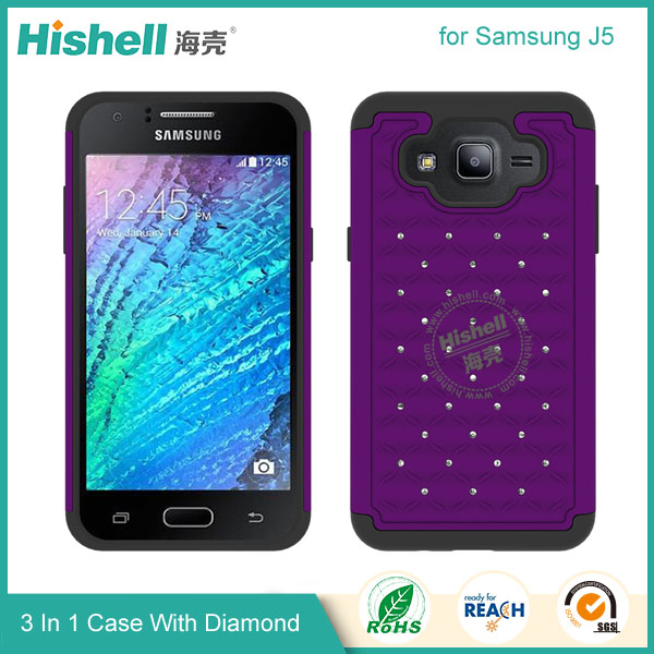 3 in 1 Diamond Combo Flip Cover for Samsung J5