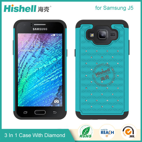 3 in 1 Diamond Combo Flip Cover for Samsung J5