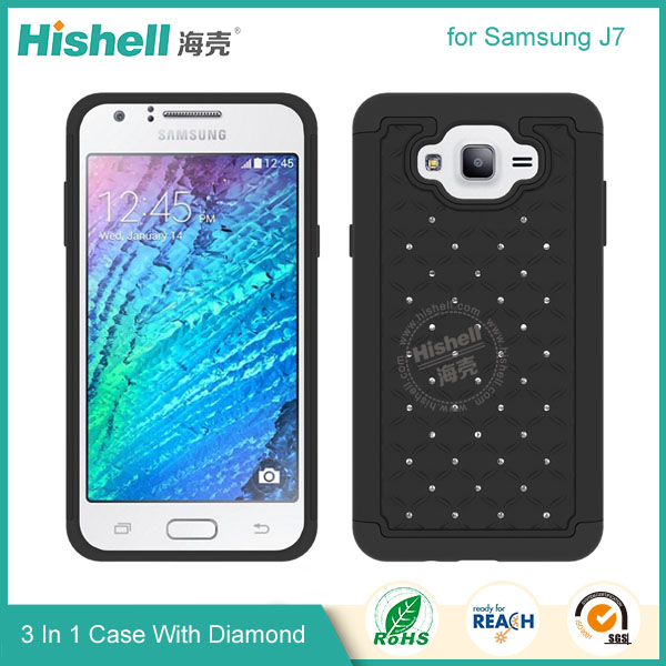 3 in 1 Diamond Combo Flip Cover for Samsung J7