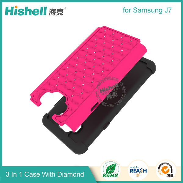 3 in 1 Diamond Combo Flip Cover for Samsung J7