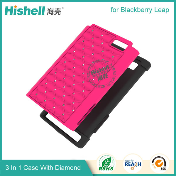 3 in 1 Diamond Combo Flip Cover for Blackberry Leap