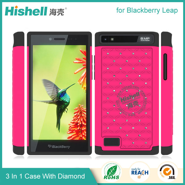 3 in 1 Diamond Combo Flip Cover for Blackberry Leap