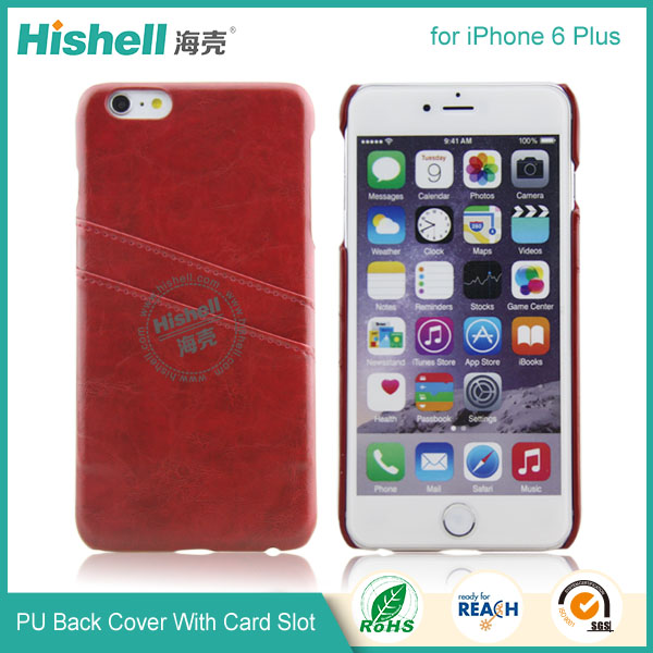 PU leather Case with double card slot for iPhone 6 plus