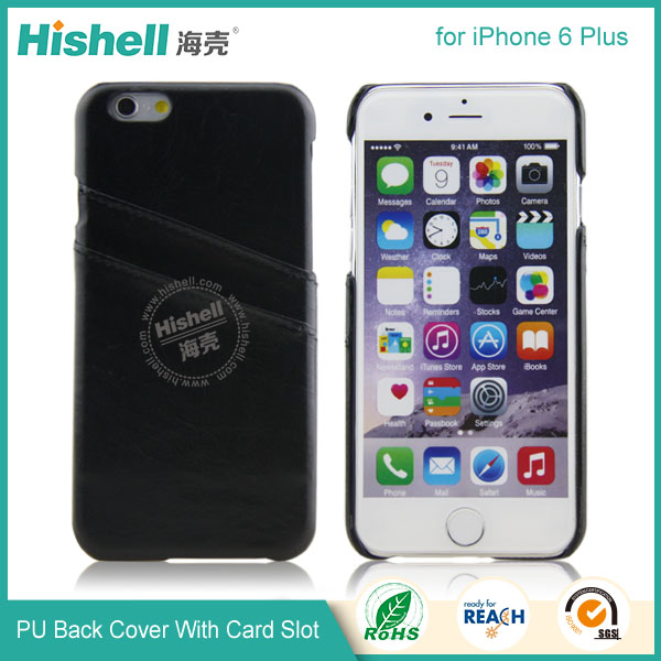 PU leather Case with double card slot for iPhone 6 plus