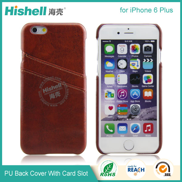 PU leather Case with double card slot for iPhone 6 plus