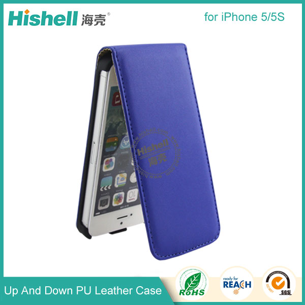 Up and Down PU leather flip cover for iPhone 5S