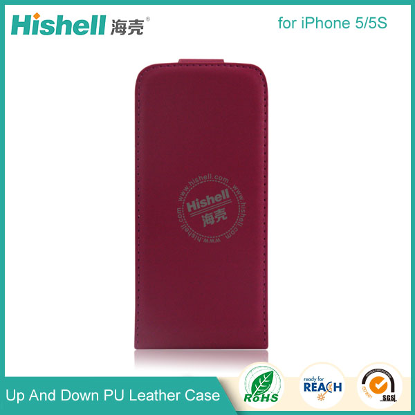 Up and Down PU leather flip cover for iPhone 5S