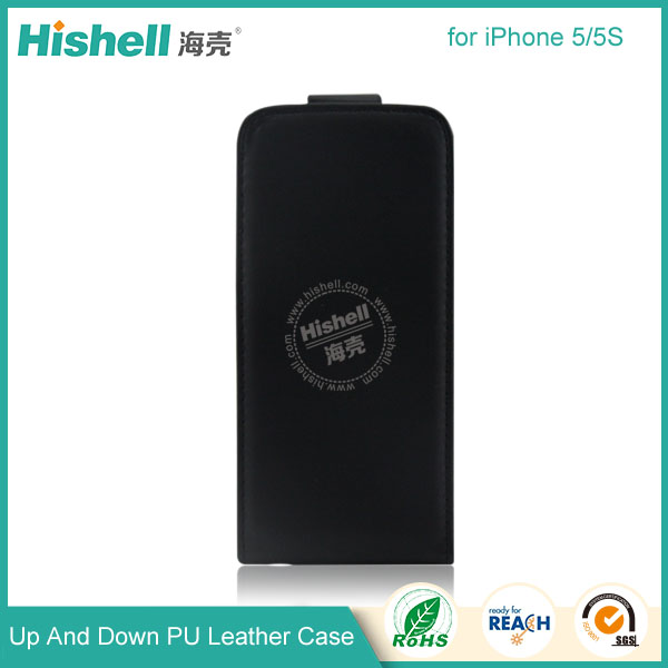 Up and Down PU leather flip cover for iPhone 5S