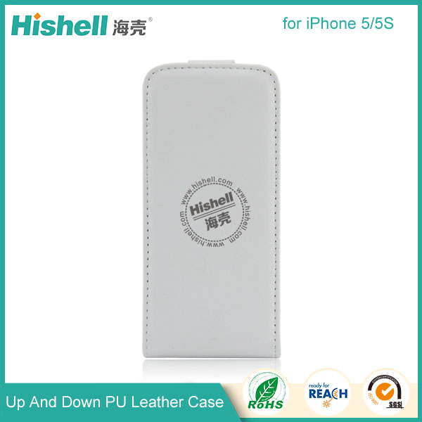 Up and Down PU leather flip cover for iPhone 5S