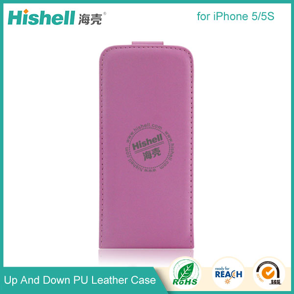 Up and Down PU leather flip cover for iPhone 5S