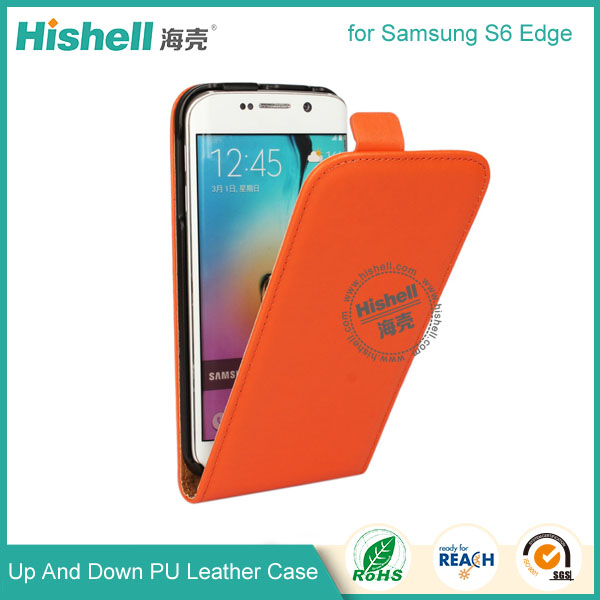 Up and Down PU leather flip cover for Samsung S6 Edge