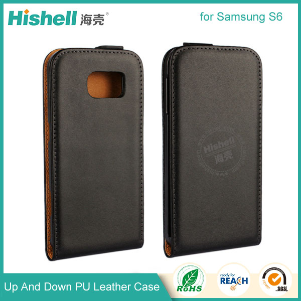 Up and Down PU leather flip cover for Samsung S6