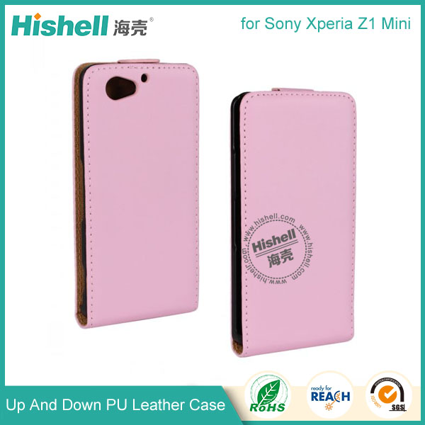 Up and Down PU leather flip cover for Sony Z1 Mini