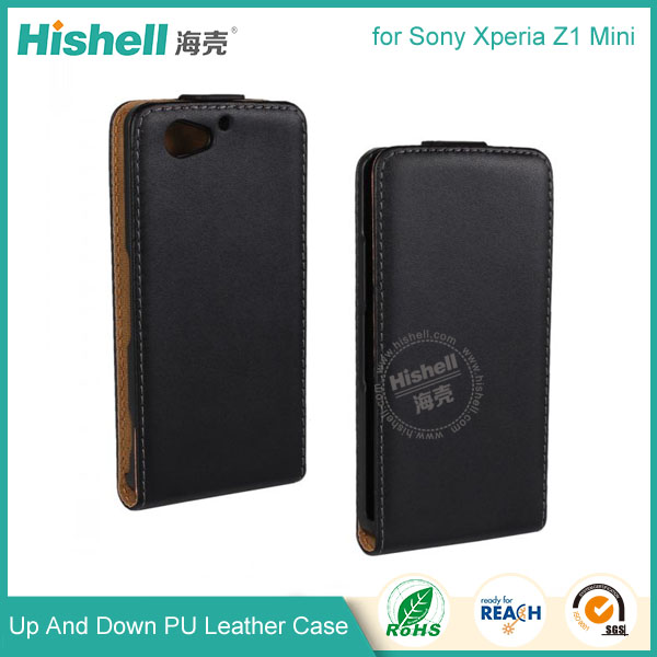 Up and Down PU leather flip cover for Sony Z1 Mini