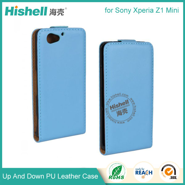 Up and Down PU leather flip cover for Sony Z1 Mini