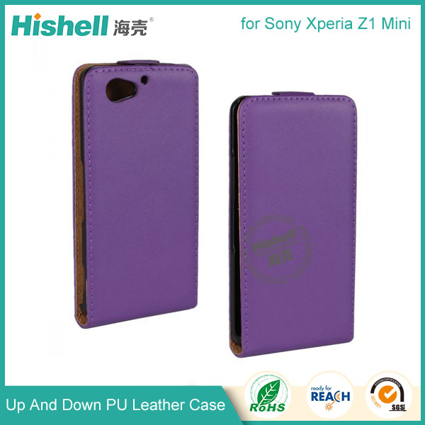 Up and Down PU leather flip cover for Sony Z1 Mini