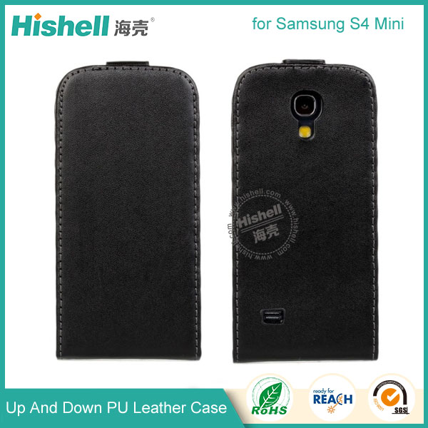 Up and Down PU leather flip cover for Samsung S4 Mini