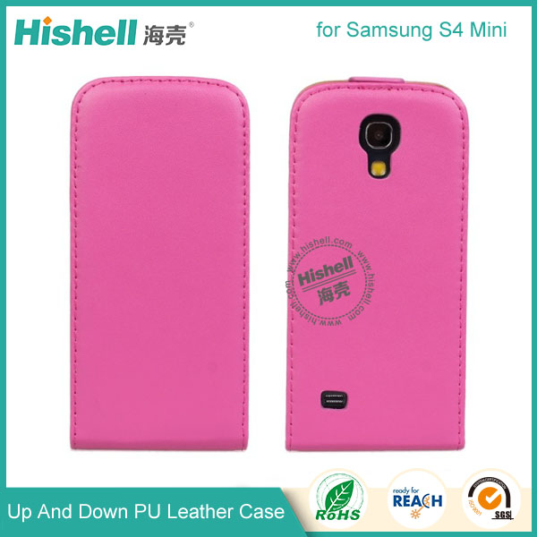 Up and Down PU leather flip cover for Samsung S4 Mini