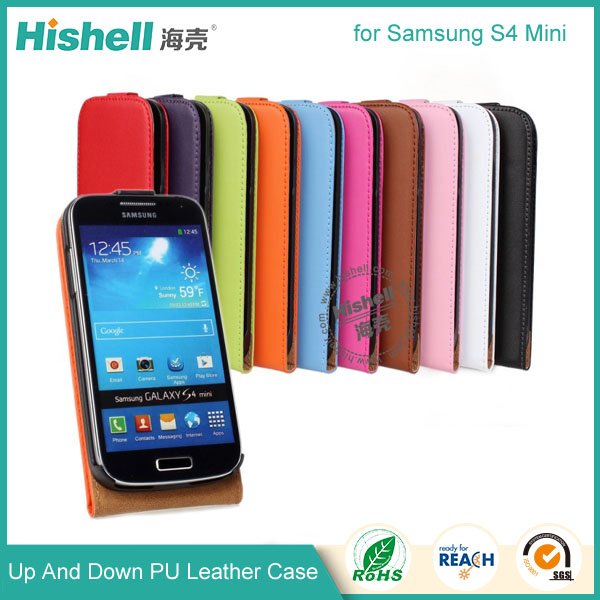 Up and Down PU leather flip cover for Samsung S4 Mini