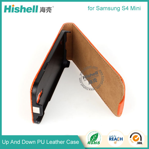 Up and Down PU leather flip cover for Samsung S4 Mini