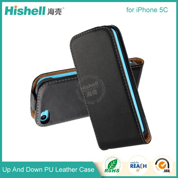 Up and Down PU leather flip cover for iPhone 5C
