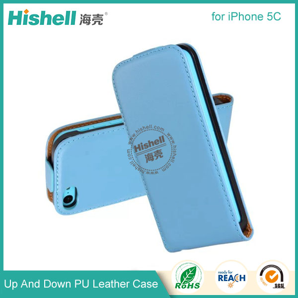 Up and Down PU leather flip cover for iPhone 5C