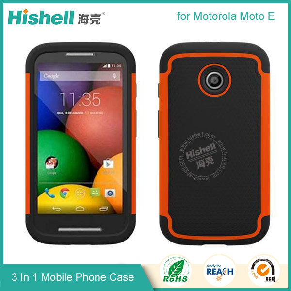 3 in 1 Football Grain Combo Mobile Phone Case for Motorola Moto E