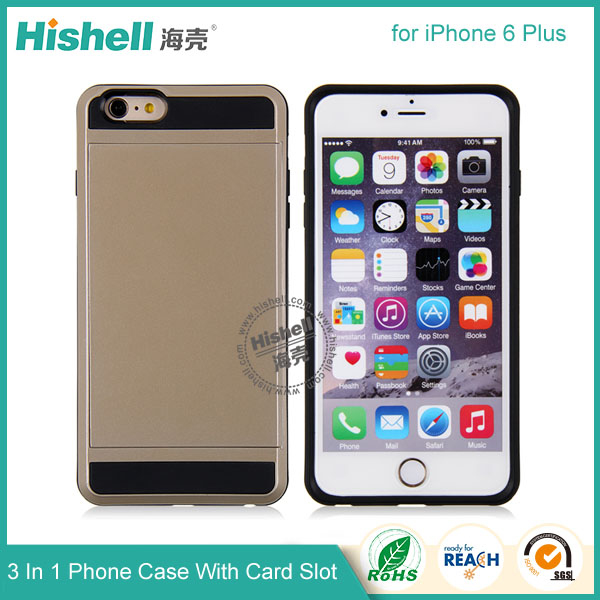 3 in 1 Phone Case with Card Slot for iPhone 6 Plus