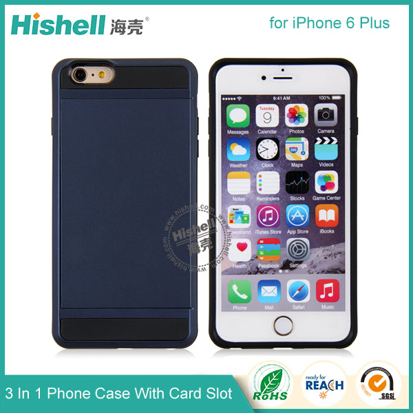 3 in 1 Phone Case with Card Slot for iPhone 6 Plus