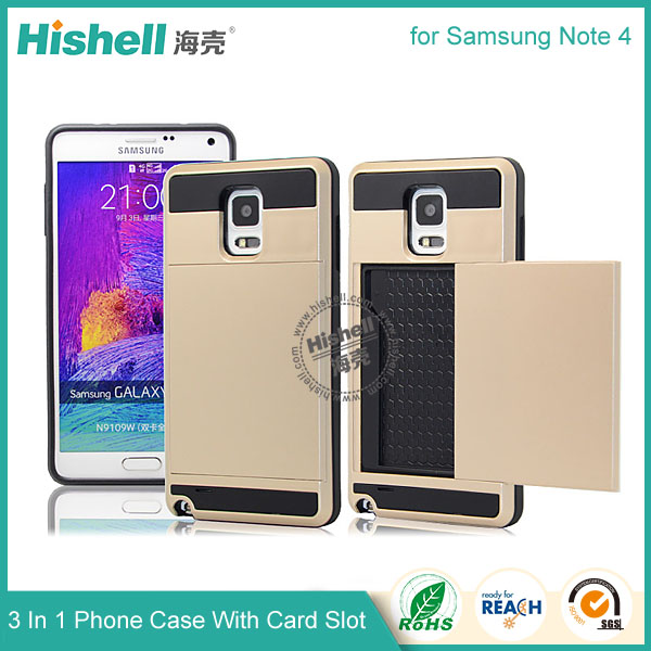3 in 1 Phone Case with Card Slot for Samsung Note 4