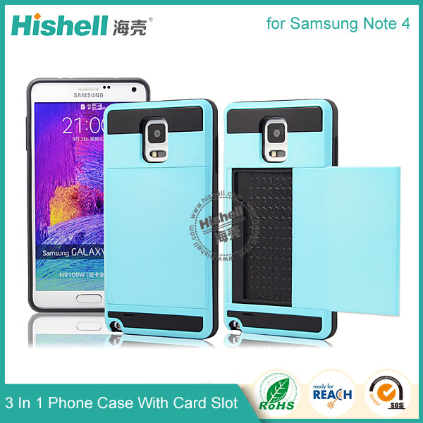 3 in 1 Phone Case with Card Slot for Samsung Note 4