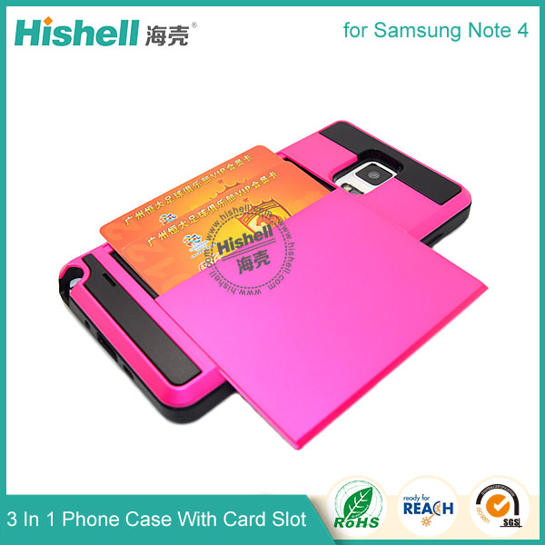 3 in 1 Phone Case with Card Slot for Samsung Note 4