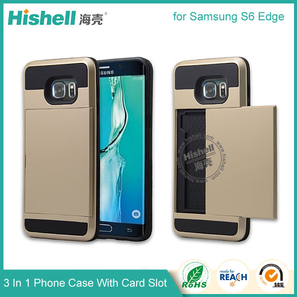 3 in 1 Phone Case with Card Slot for Samsung S6 Edge