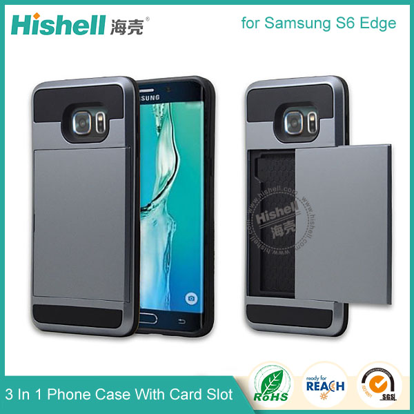 3 in 1 Phone Case with Card Slot for Samsung S6 Edge