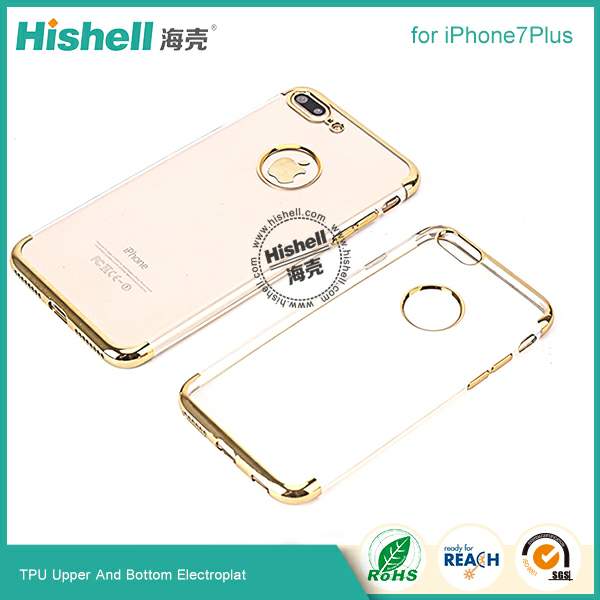 TPU upper and bottom electroplate case with back hole for iPhone 7