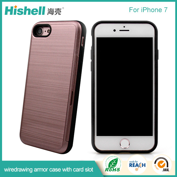 Cell phone Wiredrawing Armor Case With Card slot for iPhone 7