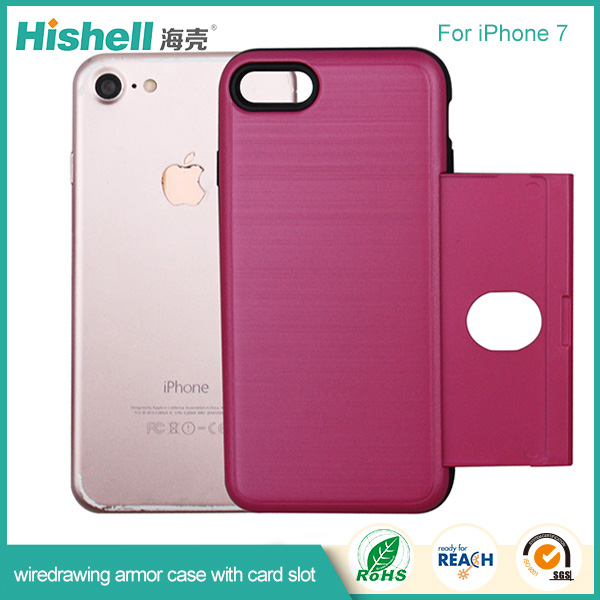 Cell phone Wiredrawing Armor Case With Card slot for iPhone 7