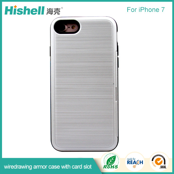 Cell phone Wiredrawing Armor Case With Card slot for iPhone 7