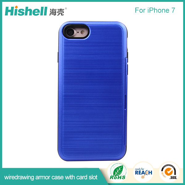 Cell phone Wiredrawing Armor Case With Card slot for iPhone 7