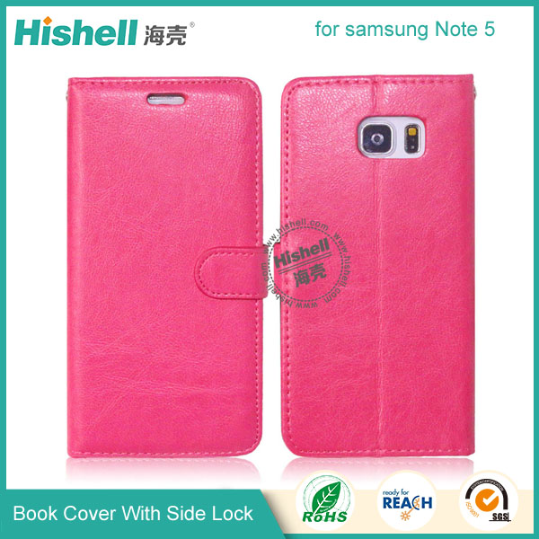 PU Leather Case with Side Lock for Samsung Note 5