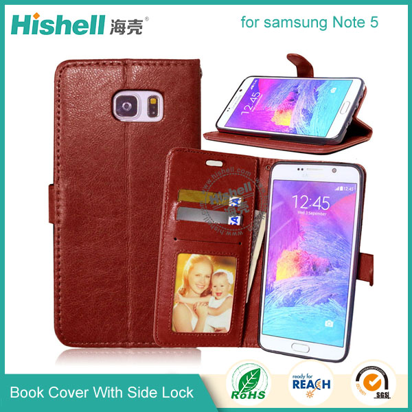 PU Leather Case with Side Lock for Samsung Note 5