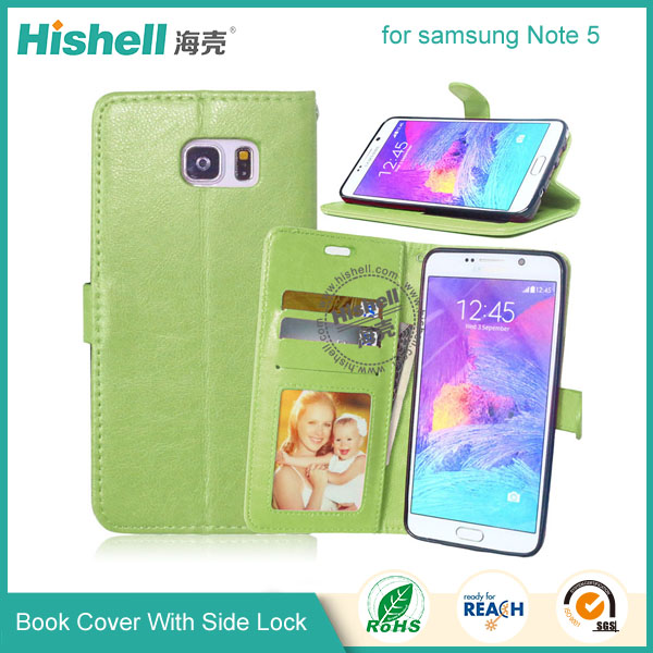 PU Leather Case with Side Lock for Samsung Note 5
