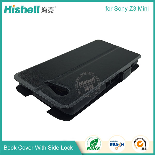 PU Leather Case Flip Cover with Side Lock for Sony Z1 Mini