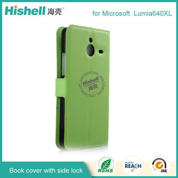 PU Leather Case Book Cover with Side Lock for Microsoft Lumia 640XL