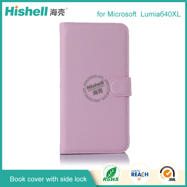 PU Leather Case Book Cover with Side Lock for Microsoft Lumia 640XL