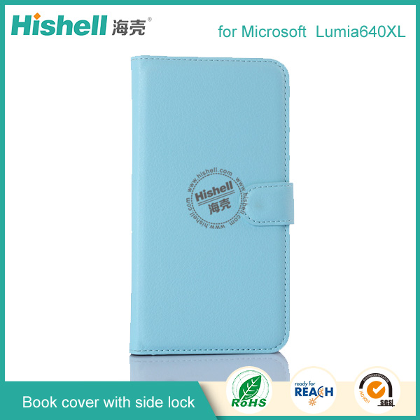 PU Leather Case Book Cover with Side Lock for Microsoft Lumia 640XL